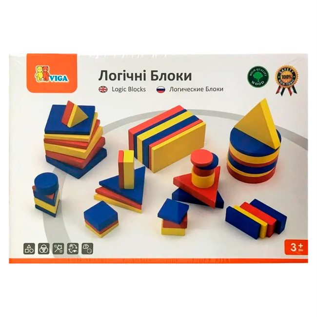 Обучающие игрушки - Набор для обучения Viga Toys Логические блоки (56164U)#3