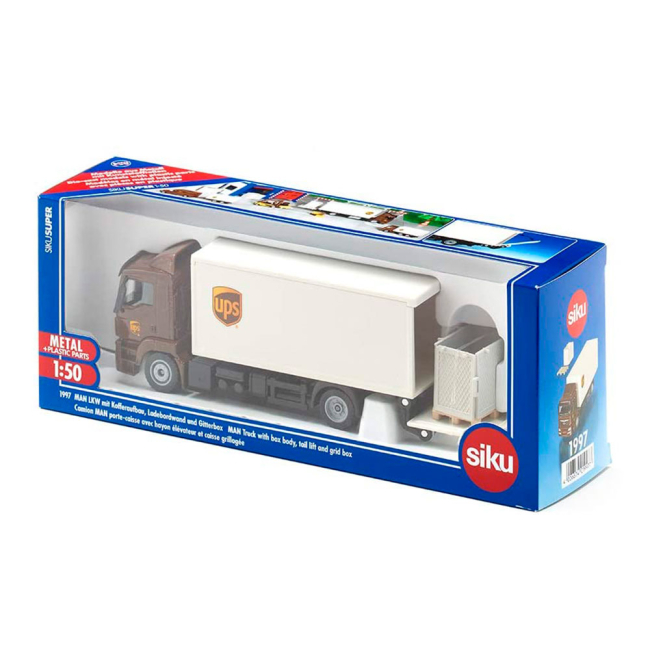 Транспорт и спецтехника - Автомодель Siku Грузовик MAN с кузовом и гидробортом (1997)#2