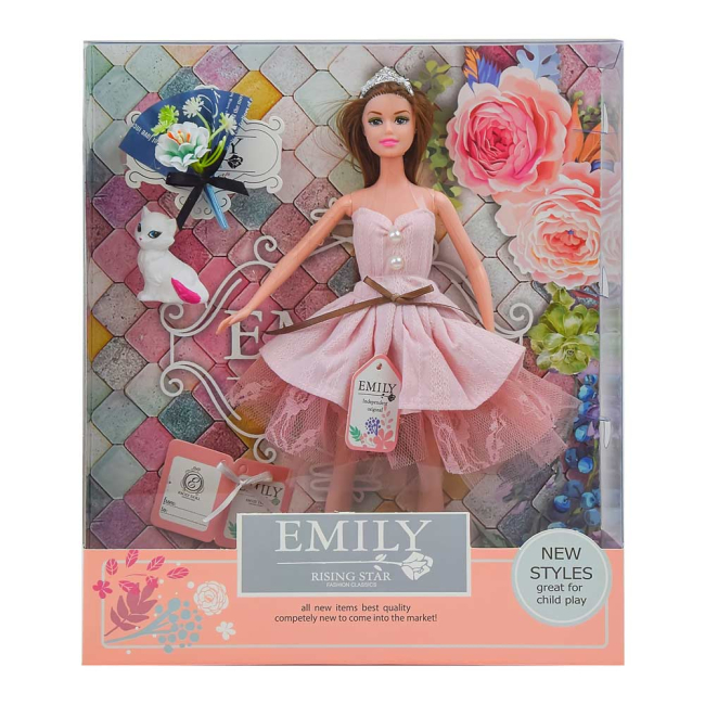 Ляльки - Лялька Emily Шатенка в рожевому сарафані (QJ077A/QJ077B-2)#2