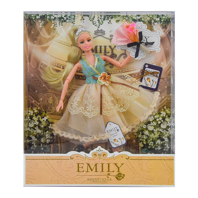 Ляльки - Лялька Emily Білявка у сукні з блакитним топом і жовтою спідницею (QJ078/QJ078D-1)#2