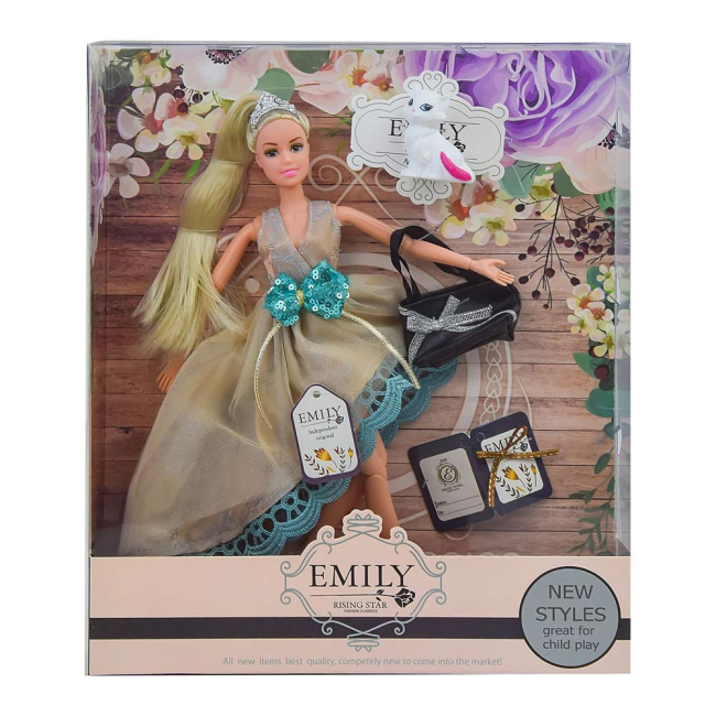 Куклы - Кукла Emily Эмили в светло-коричневом платье с голубым бантом (QJ079B/QJ079-1)#2