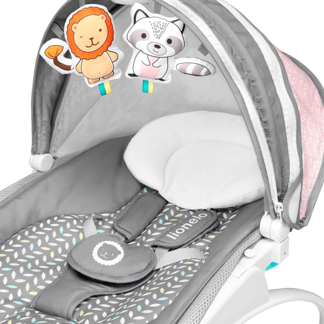 Крісла-качалки - Шезлонг-гойдалка Lionelo Henk сіро-рожевий (LO.HN02)#5