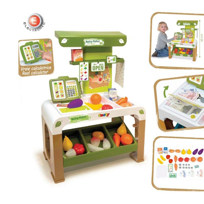 Наборы профессий - Игровой набор Smoby Супермаркет здоровой еды с электронной кассой 43 аксессуара (350200)#4