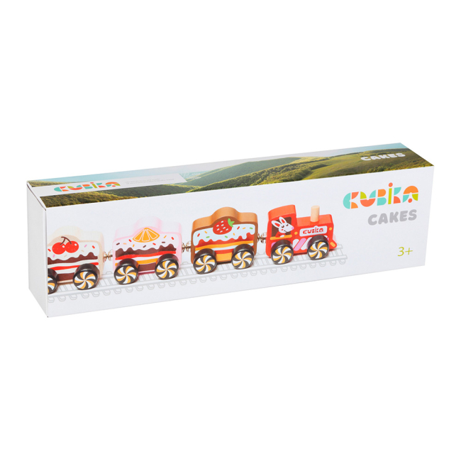 Машинки для малышей - Деревянная игрушка Cubika Поезд-пирожное на магнитах (15382) (4823056515382)#3