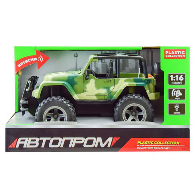 Транспорт и спецтехника - Автомодель Автопром Военный джип зеленый 1:16 с эффектами (8901)#2