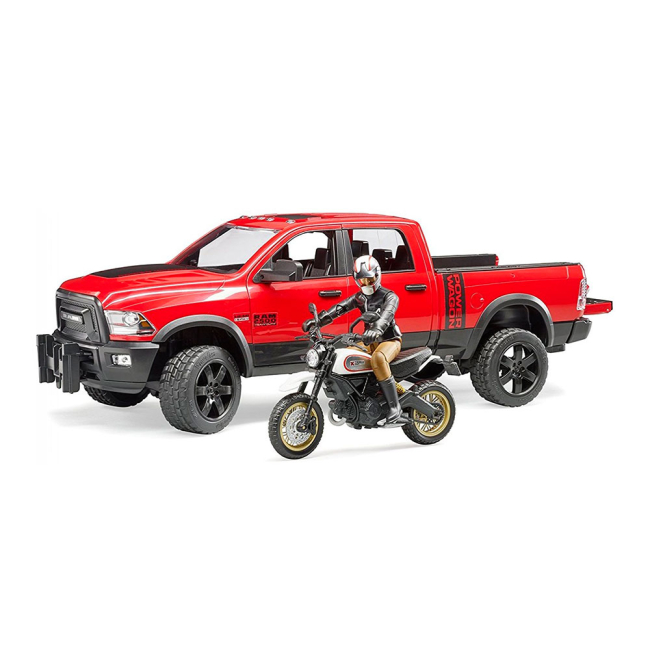 Автомодели - Набор автомоделей Bruder Dodge RAM 2500 с мотоциклом Ducati и мотоциклистом (02502)#2