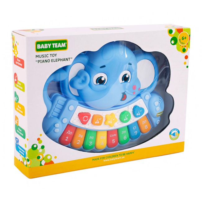 Розвивальні іграшки - Музична іграшка Baby Team Слоник-піаніно українською (8630)#2