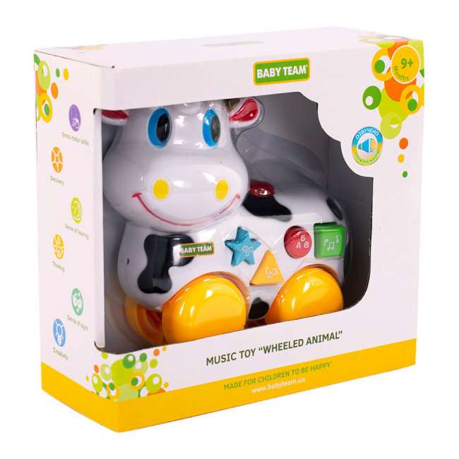 Розвивальні іграшки - Каталка Baby Team Корова українською (8641)#2