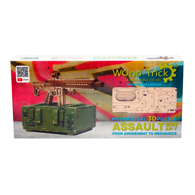 3D-пазлы - Трехмерный пазл Wood Trick Штурмовая винтовка AR-T механический (37) (4820195190937)#5