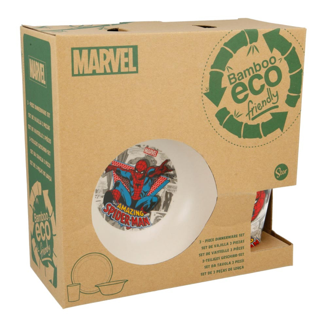 Чашки, склянки - Набір посуду Stor Людина-павук бамбуковий 3 предмети (Stor-01275)#2