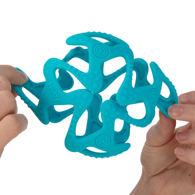 Погремушки, прорезыватели - Прорезыватель Nuby Мяч силиконовый голубой (6836/6836aqua)#2