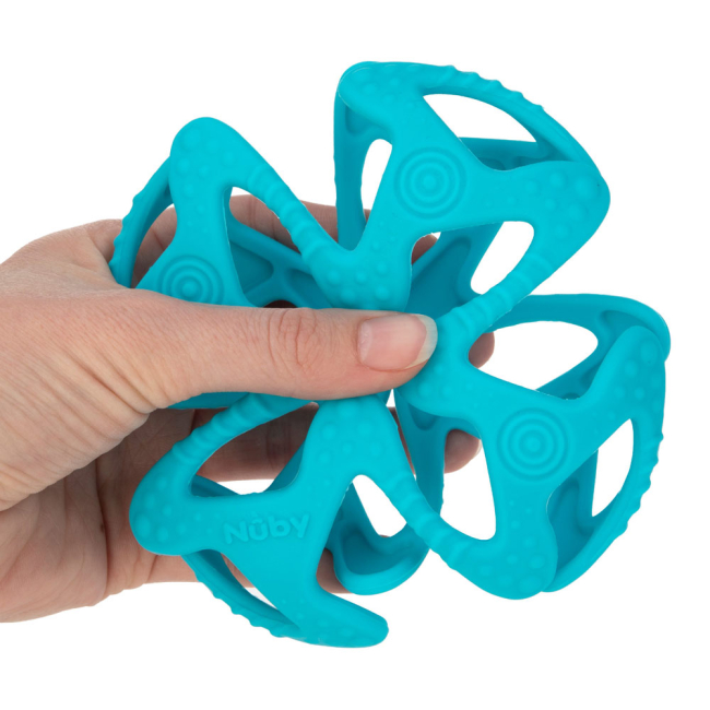Погремушки, прорезыватели - Прорезыватель Nuby Мяч силиконовый голубой (6836/6836aqua)#3