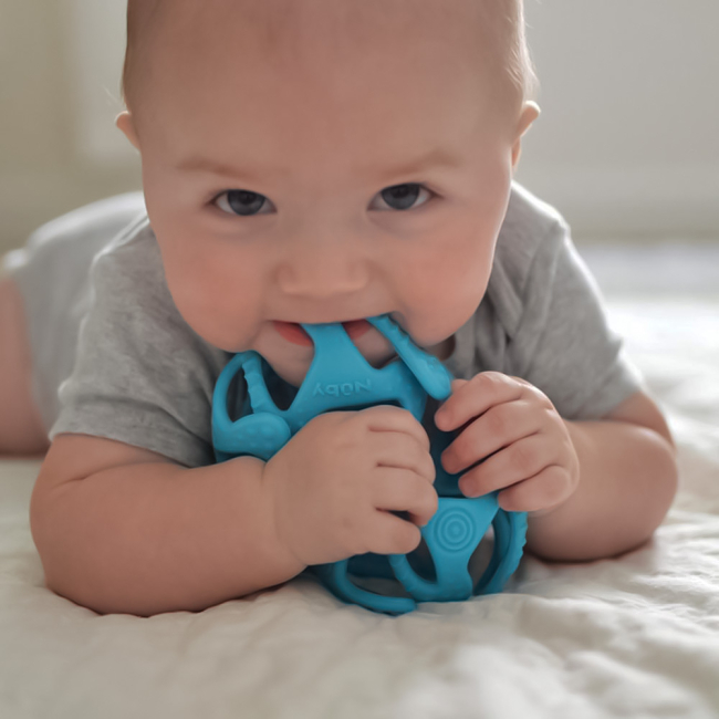 Погремушки, прорезыватели - Прорезыватель Nuby Мяч силиконовый голубой (6836/6836aqua)#5