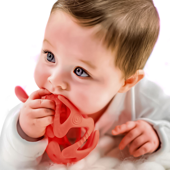 Погремушки, прорезыватели - Прорезыватель Nuby Мяч силиконовый красный (6836/6836red)#3