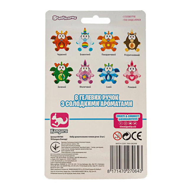 Канцтовари - Гелеві ручки Kangaru Scenticorns 8 штук ароматизовані (KN7064) (561000)#2