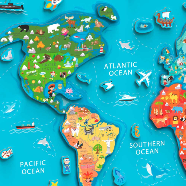 Пазли - Пазл магнітний Viga Toys Карта світу з маркерной дошкою англійською (44508EN)#3