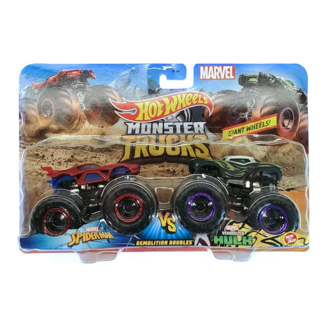 Автомодели - Набор машинок Hot Wheels Monster trucks Спайдермен и Халк 1:64 (FYJ64/GMR38)#4