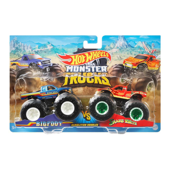 Автомоделі - Набір машинок Hot Wheels Monster trucks Bigfoot and Snake bite 1:64 (FYJ64/GTJ51)#2