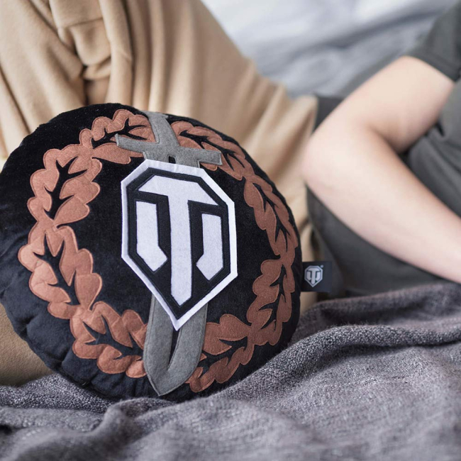 Подушки - Подушка Wargaming World of tanks Награда воина черно-коричневая круглая (WG043330)#2