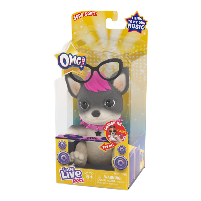 Фигурки животных - Интерактивная игрушка Little Live Pets OMG Шоу талантов Щенок Панк Рок (26119)#4