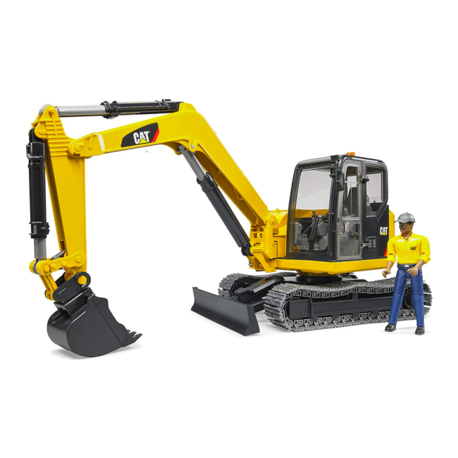 Транспорт і спецтехніка - Міні-екскаватор Bruder Cat із будівельником 1:16 (02466)#2
