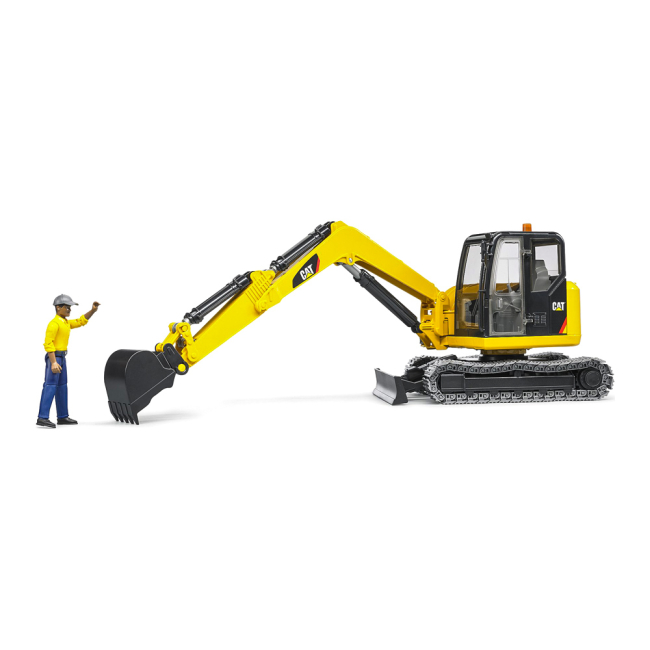Транспорт і спецтехніка - Міні-екскаватор Bruder Cat із будівельником 1:16 (02466)#4