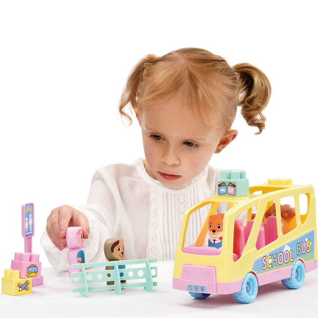 Конструктори з унікальними деталями - Конструктор Ecoiffier Abrick Веселі друзі Шкільний автобус 18 елементів (003017)#3