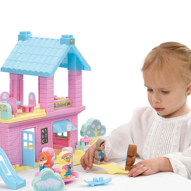 Конструктори з унікальними деталями - Конструктор Ecoiffier Abrick Веселі друзі Школа 55 елементів (003019)#3