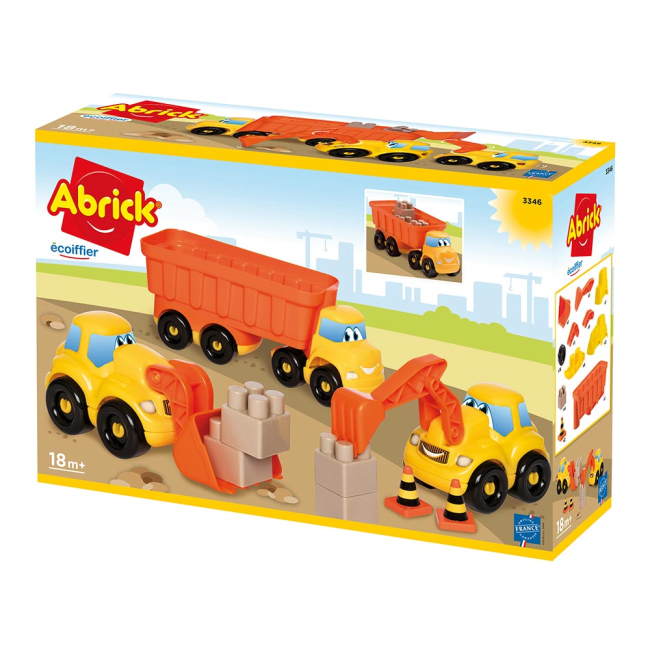 Конструктори з унікальними деталями - Конструктор Ecoiffier Abrick Швидкісне авто Будівельна техніка 36 елементів (003346)#2