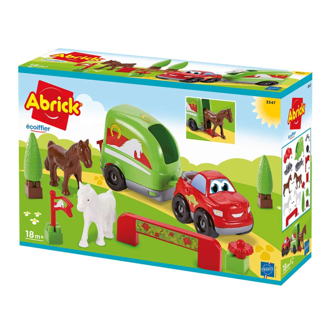 Конструктори з унікальними деталями - Конструктор Ecoiffier Abrick Швидкісне авто Фургон для перевезення коней 21 елемент (003347)#2