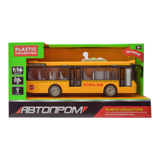 Транспорт и спецтехника - Автомодель Автопром Школьный автобус желтый 1:16 с эффектами (8904/8904-1)#2