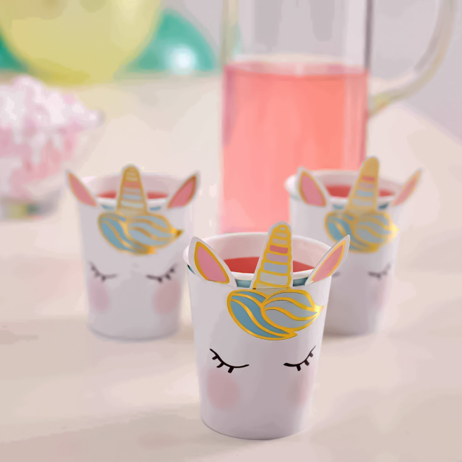 Аксесуари для свят - Паперові  стаканчики Talking tables Ми любимо єдинорогів 250 мл 8 штук (UNICORN-CUP-FACE)#3