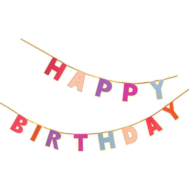 Аксесуари для свят - Гірлянда паперова Talking tables З Днем народження рожева 3 м (ROSE-GARLAND-HB)#2