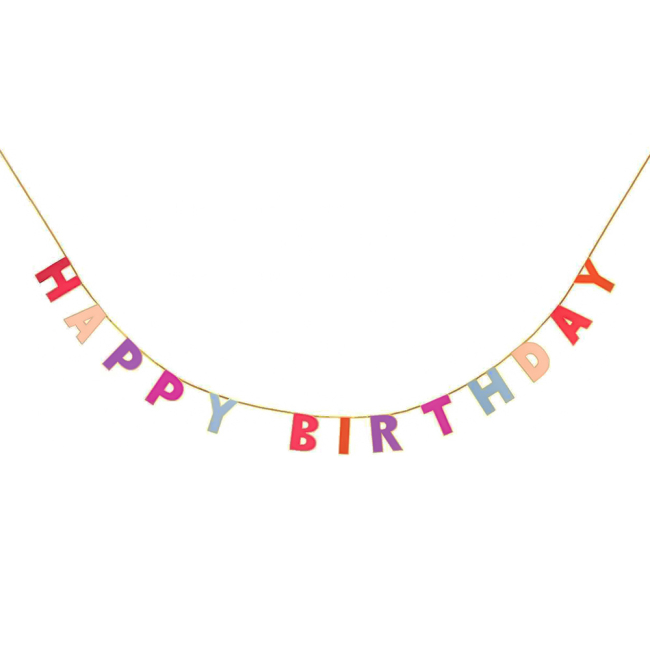 Аксесуари для свят - Гірлянда паперова Talking tables З Днем народження рожева 3 м (ROSE-GARLAND-HB)#3