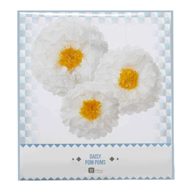 Аксесуари для свят - Декоративні помпони Talking tables Ромашки 3 штуки (DD-POMFLOWER-DAISY)#3