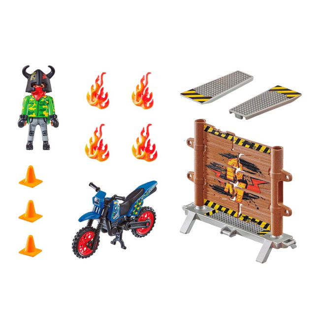 Конструктори з унікальними деталями - Конструктор Playmobil Stunt show Мотокрос з вогняною стіною (70553)#2