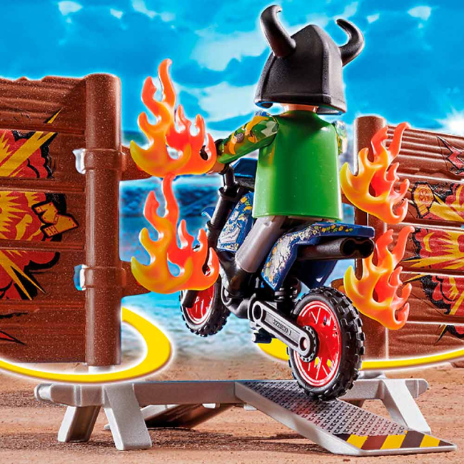 Конструктори з унікальними деталями - Конструктор Playmobil Stunt show Мотокрос з вогняною стіною (70553)#4
