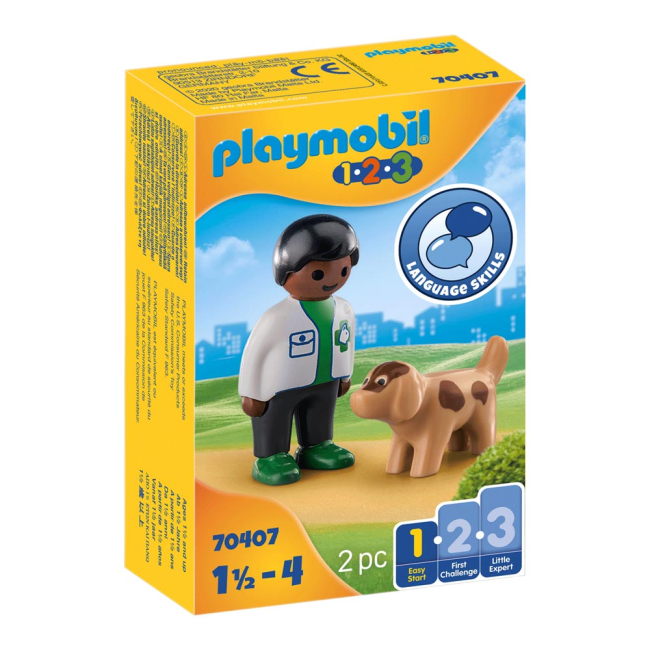 Конструкторы с уникальными деталями - Конструктор Playmobil 1.2.3 Ветеринар с собакой (70407)#2