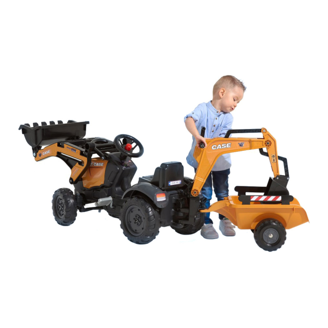 Велосипеди - Веломобіль Falk Екскаватор-навантажувач Case CE з прицепом помаранчевий (3016200967149) (3016200000000)#3