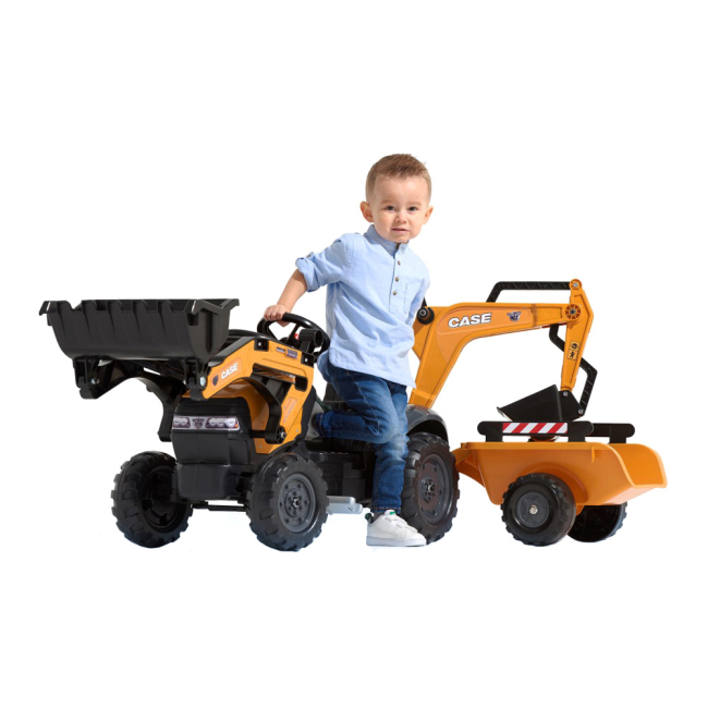 Велосипеди - Веломобіль Falk Екскаватор-навантажувач Case CE з прицепом помаранчевий (3016200967149) (3016200000000)#4