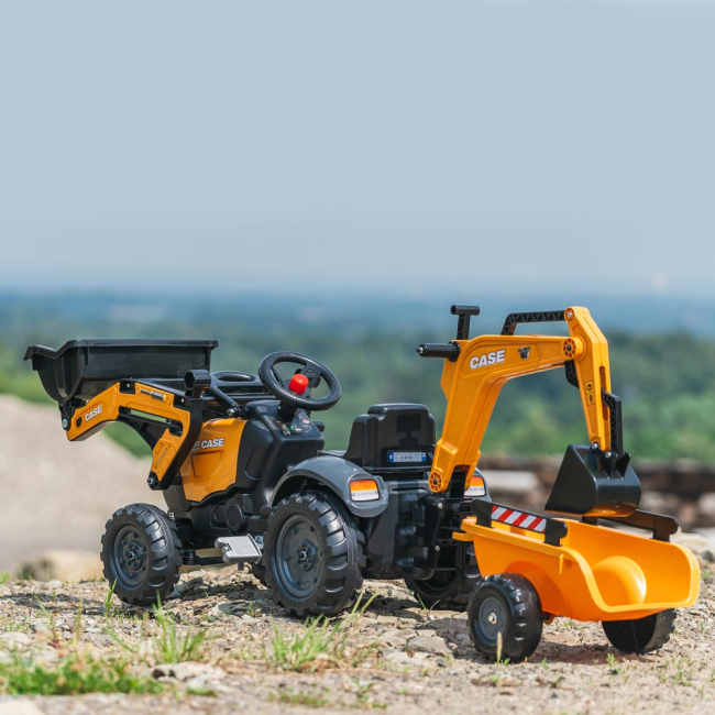 Велосипеди - Веломобіль Falk Екскаватор-навантажувач Case CE з прицепом помаранчевий (3016200967149) (3016200000000)#5