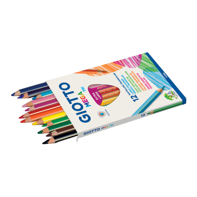 Канцтовари - Олівці кольорові Fila Giotto Mega tri 12 кольорів (220600)#2