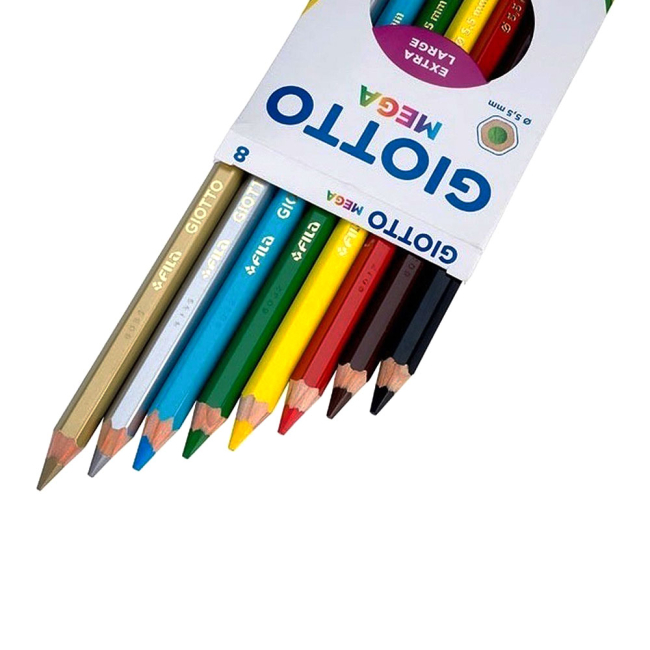 Канцтовари - Олівці кольорові Fila Giotto Mega 8 кольорів (225400)#2