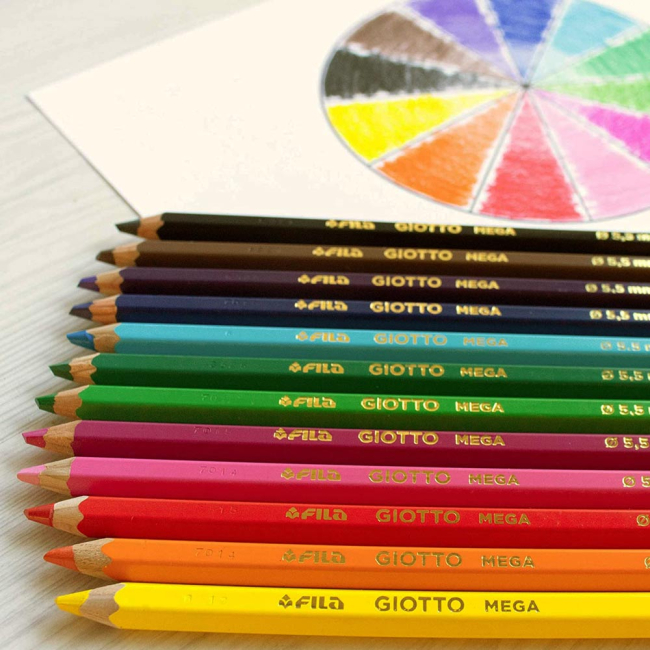 Канцтовари - Олівці кольорові Fila Giotto Mega 12 кольорів (225600)#3