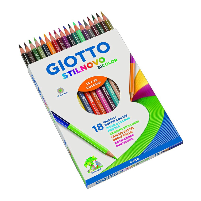 Канцтовары - Карандаши цветные Fila Giotto Stilnovo двухсторонние 18 штук (25720000)#2