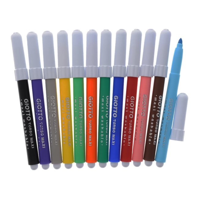 Канцтовары - Фломастеры Fila Giotto Turbo maxi 12 цветов коробка (076200)#2