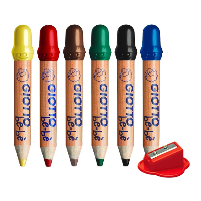 Канцтовари - Олівці кольорові Fila Giotto Bebe super large 6 кольорів із чинкою (466400)#2