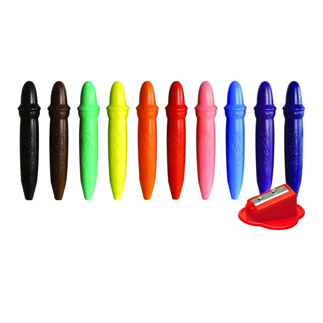 Канцтовары - Восковые карандаши Fila Giotto Bebe 10 цветов с точилкой (466800)#2