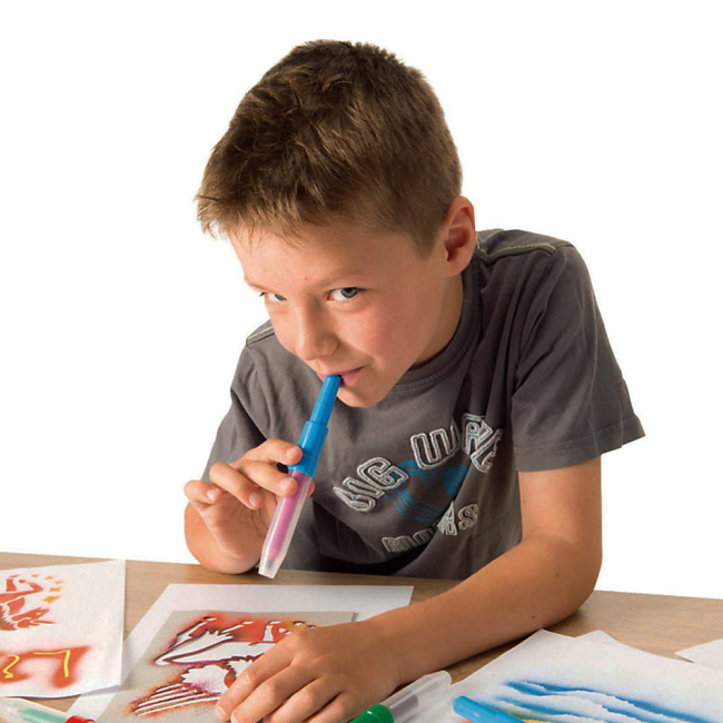 Канцтовары - Фломастеры-аэрографы Malinos Магия 5 плюс 1 4 цвета с трафаретами (MA-300965) (565065)#3