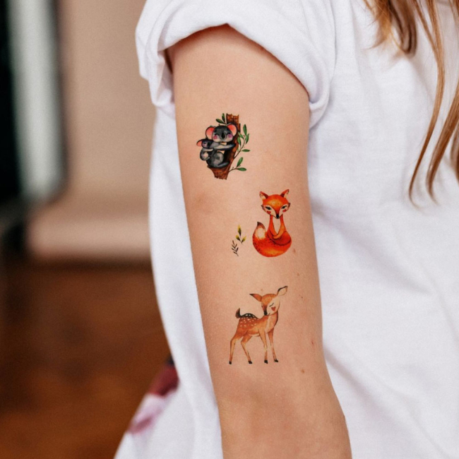 Косметика - Набор тату для тела Tattooshka Коала и 7 зверушек (EC-301)#2